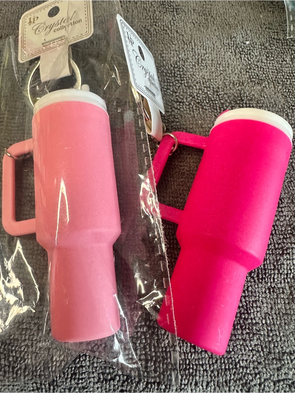 Pink Silicone Tumbler Keychain Set - Light Pink & Hot Pink